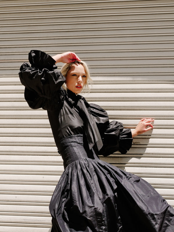 Valentino Puff Sleeve Taffeta Shirt Top arcadeshops.com