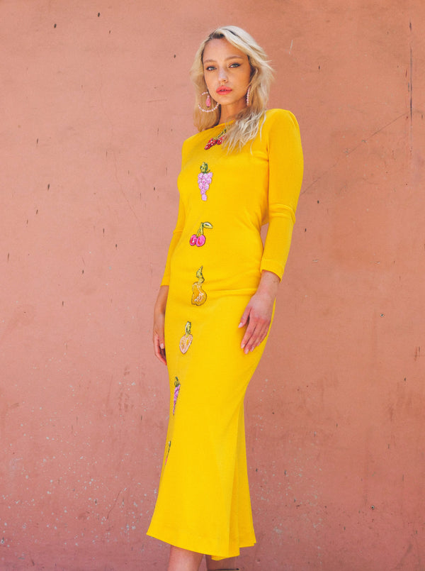 Bob Mackie Embellished Fruit Applique Dress Dress arcadeshops.com