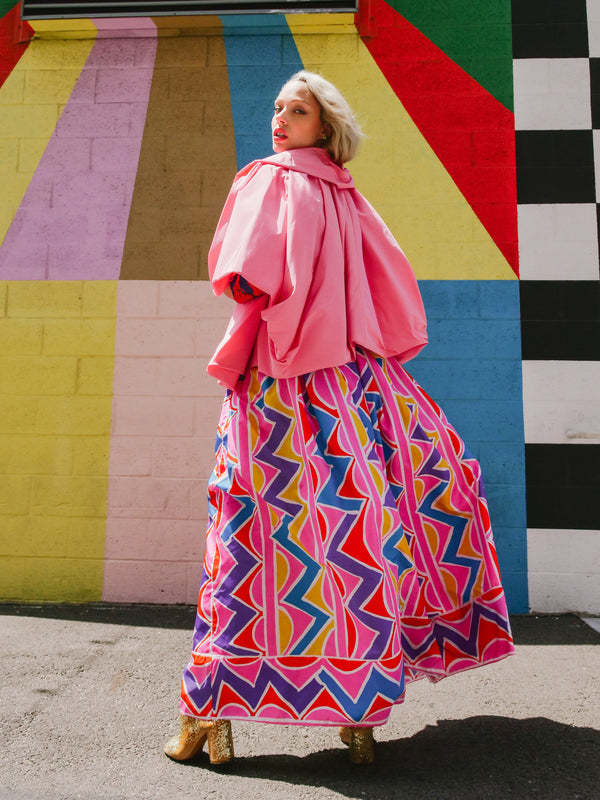 Oscar de la Renta Printed Taffeta Maxi Skirt Bottom arcadeshops.com