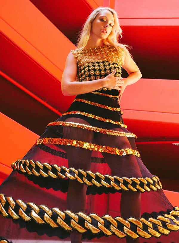 Faux Pearl Embellished Chainmail Vest Top arcadeshops.com