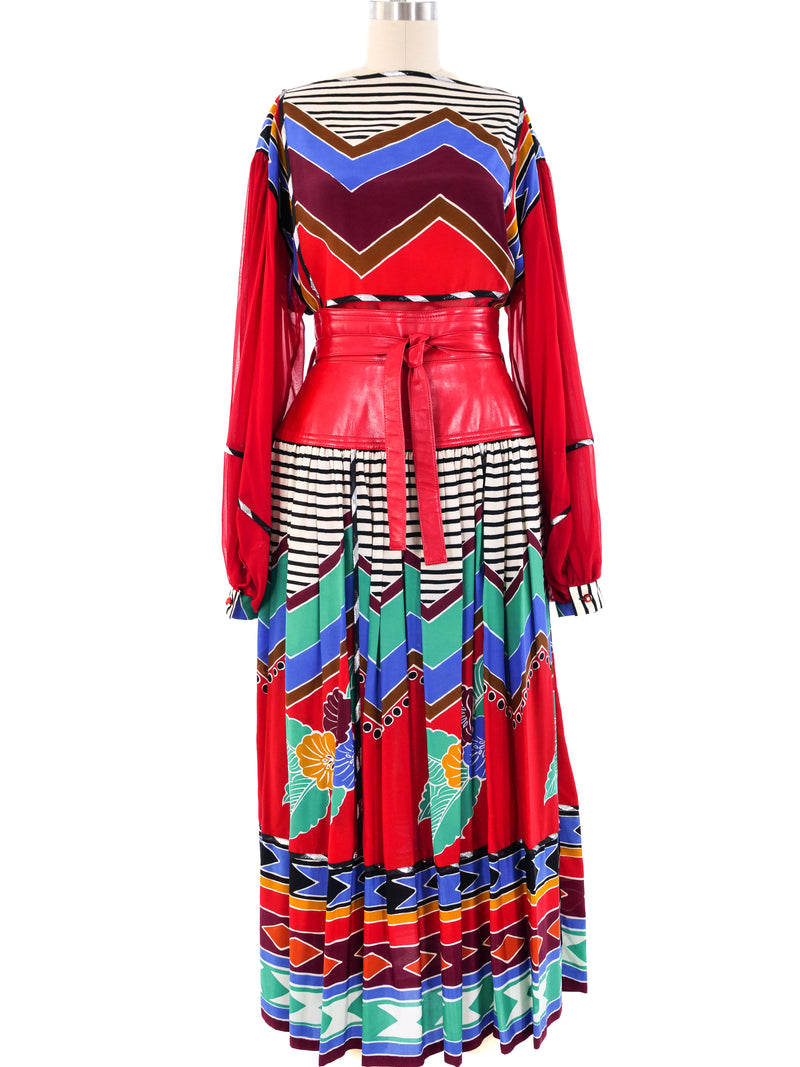 Graphic Print Maxi Skirt Ensemble Suit arcadeshops.com