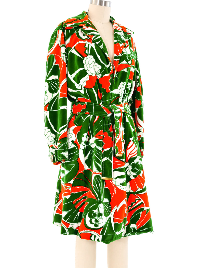 Galanos Floral Printed Velvet Dress Dress arcadeshops.com
