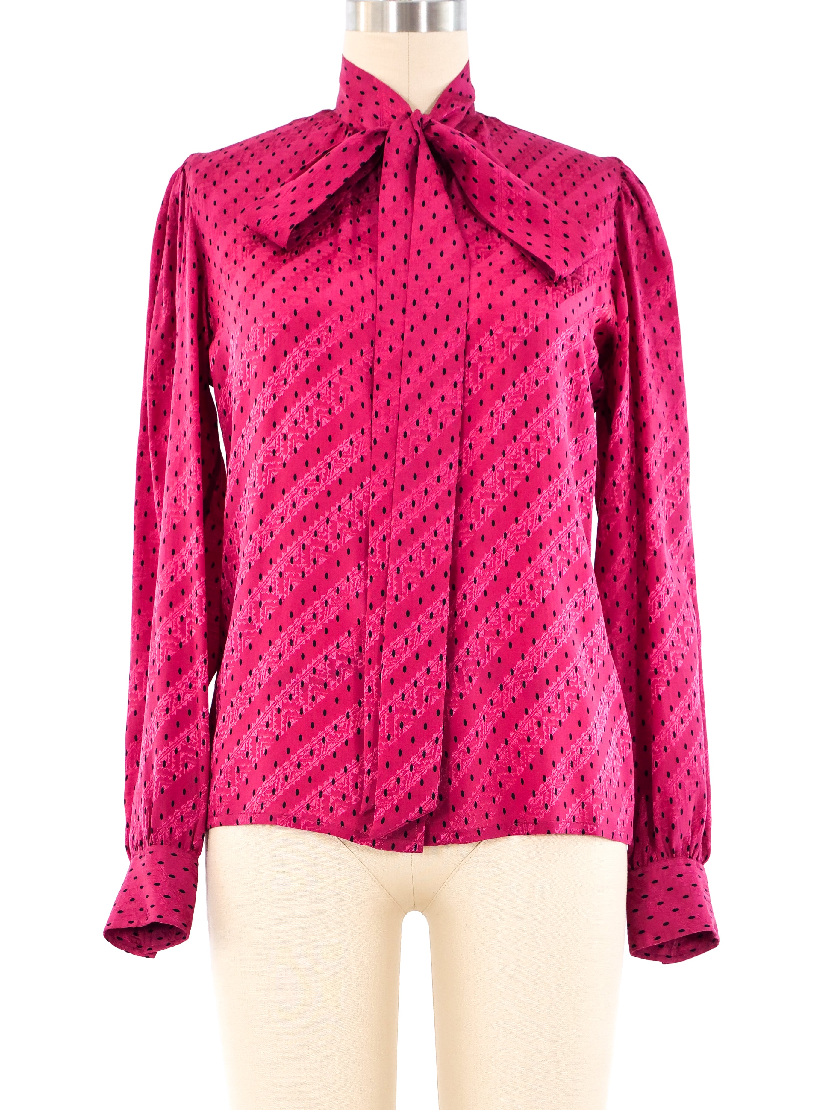 Saint Laurent polka dot-print silk shirt - Neutrals