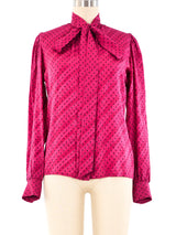 Yves Saint Laurent Polka Dot Fuchsia Silk Blouse Top arcadeshops.com