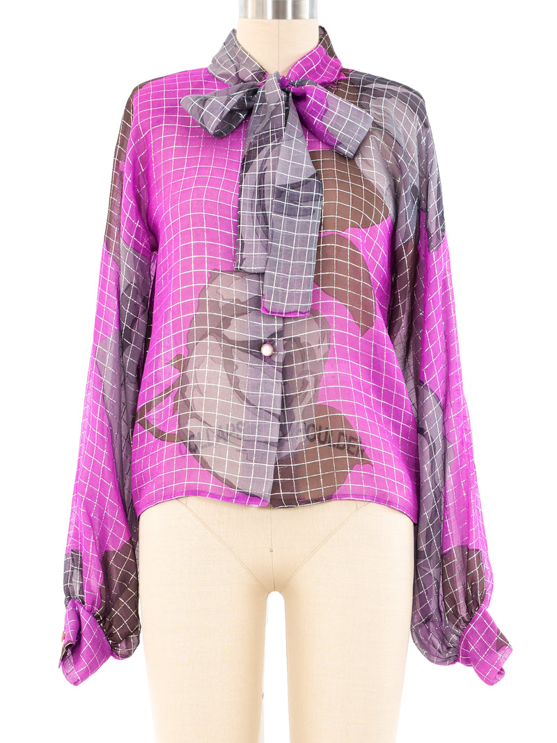 Givenchy Metallic Lurex Accented Floral Blouse Top arcadeshops.com