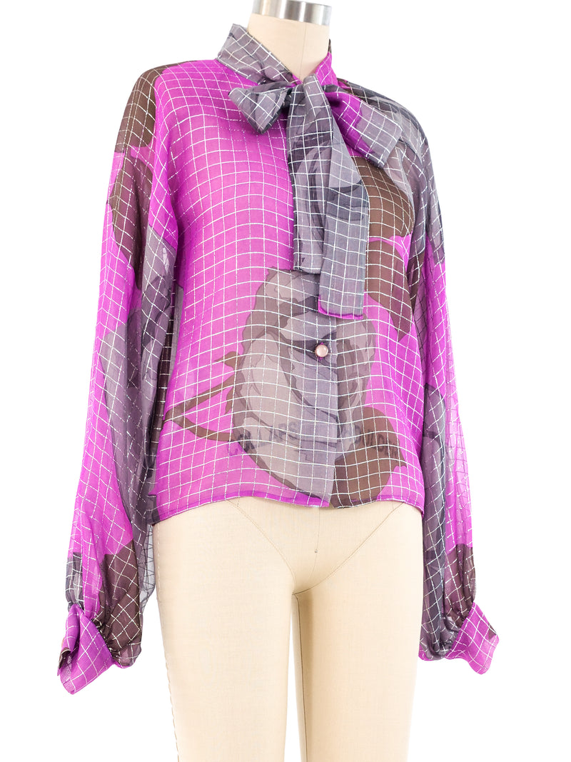 Givenchy Metallic Lurex Accented Floral Blouse Top arcadeshops.com