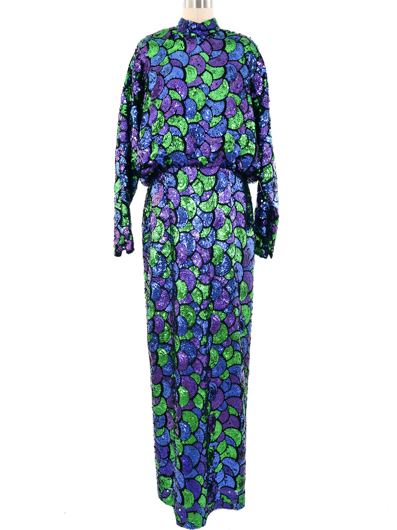 Travilla Sequin Embellished Gown Dress arcadeshops.com