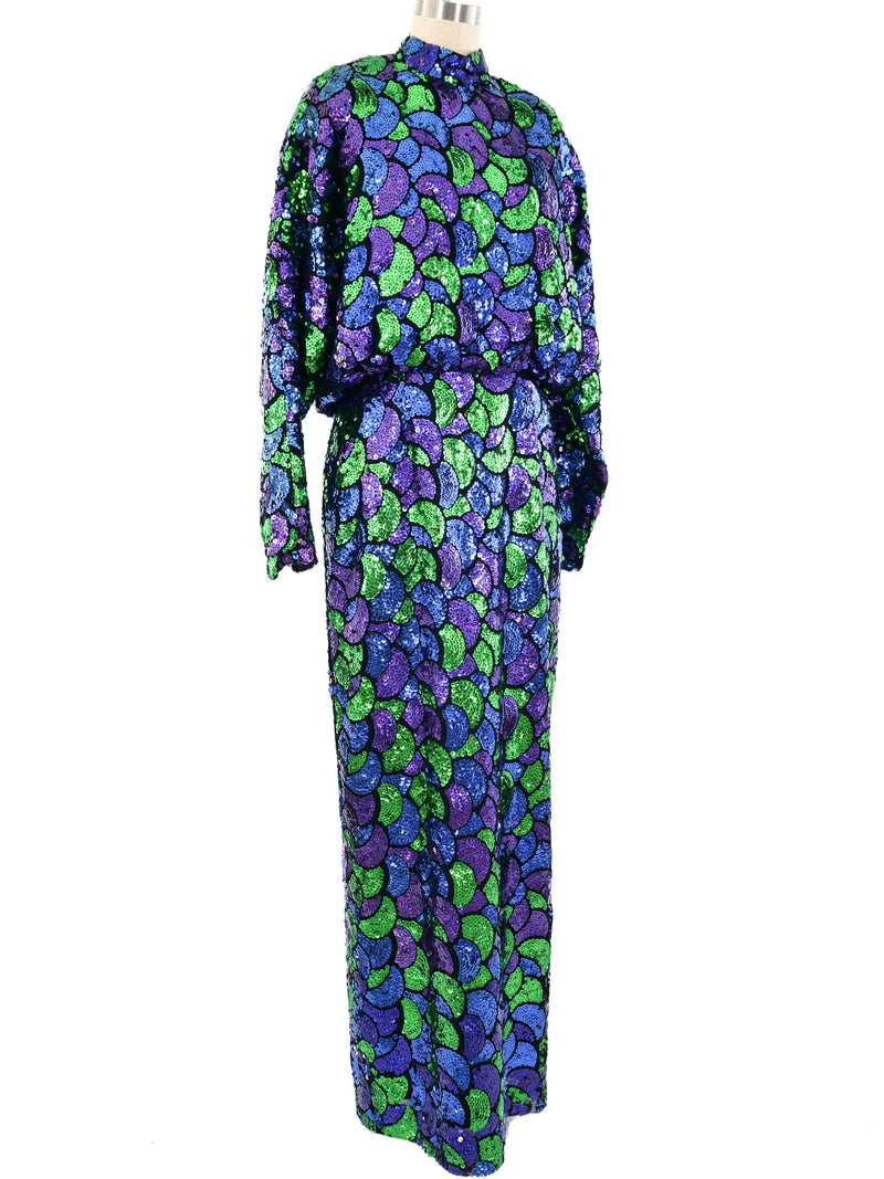 Travilla Sequin Embellished Gown Dress arcadeshops.com