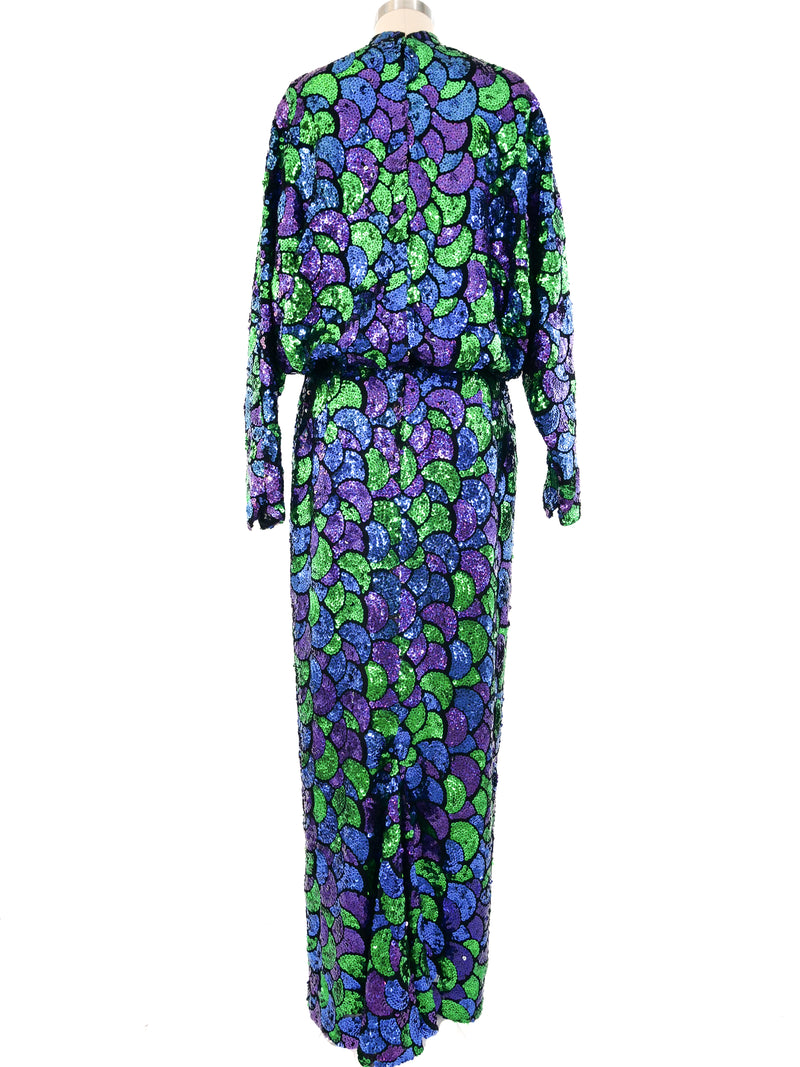 Travilla Sequin Embellished Gown Dress arcadeshops.com