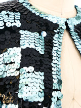 Checkered Sequin Crop Jacket Jacket arcadeshops.com