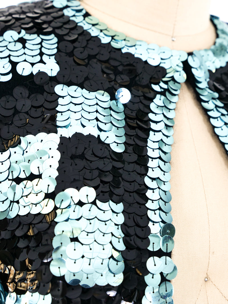 Checkered Sequin Crop Jacket Jacket arcadeshops.com