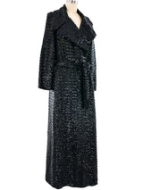 Sequin Embellished Belted Maxi Coat Outerwear arcadeshops.com