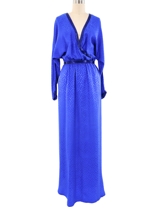 Royal Blue Embellished Silk Maxi Dress Dress arcadeshops.com