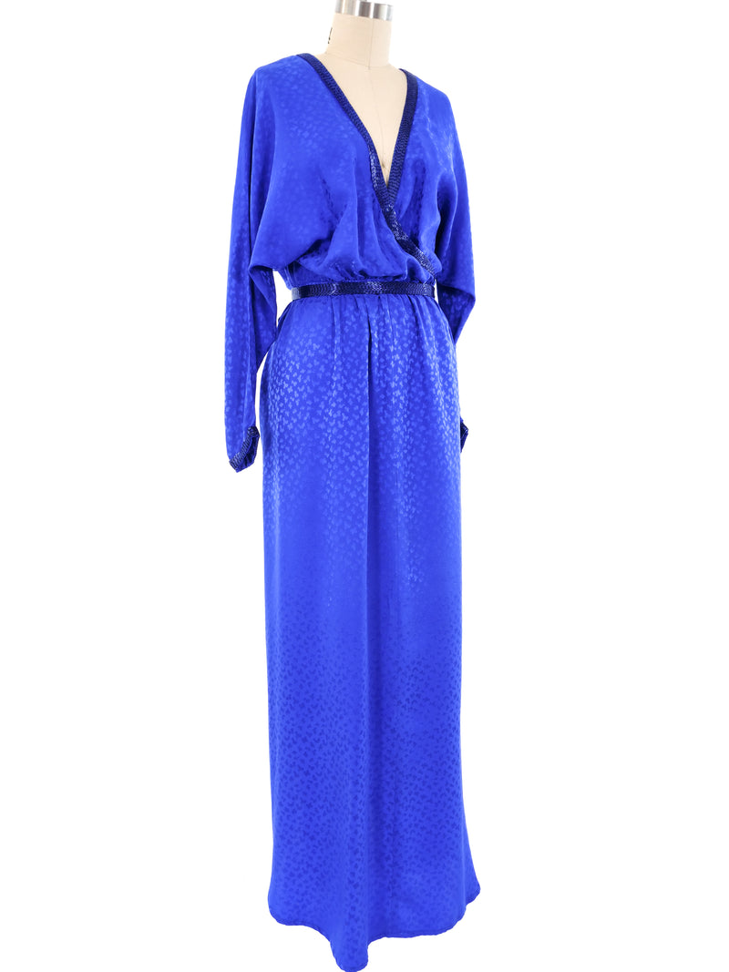 Royal Blue Embellished Silk Maxi Dress Dress arcadeshops.com