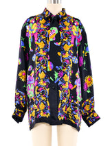 Escada Clown Printed Silk Necktie Blouse Top arcadeshops.com