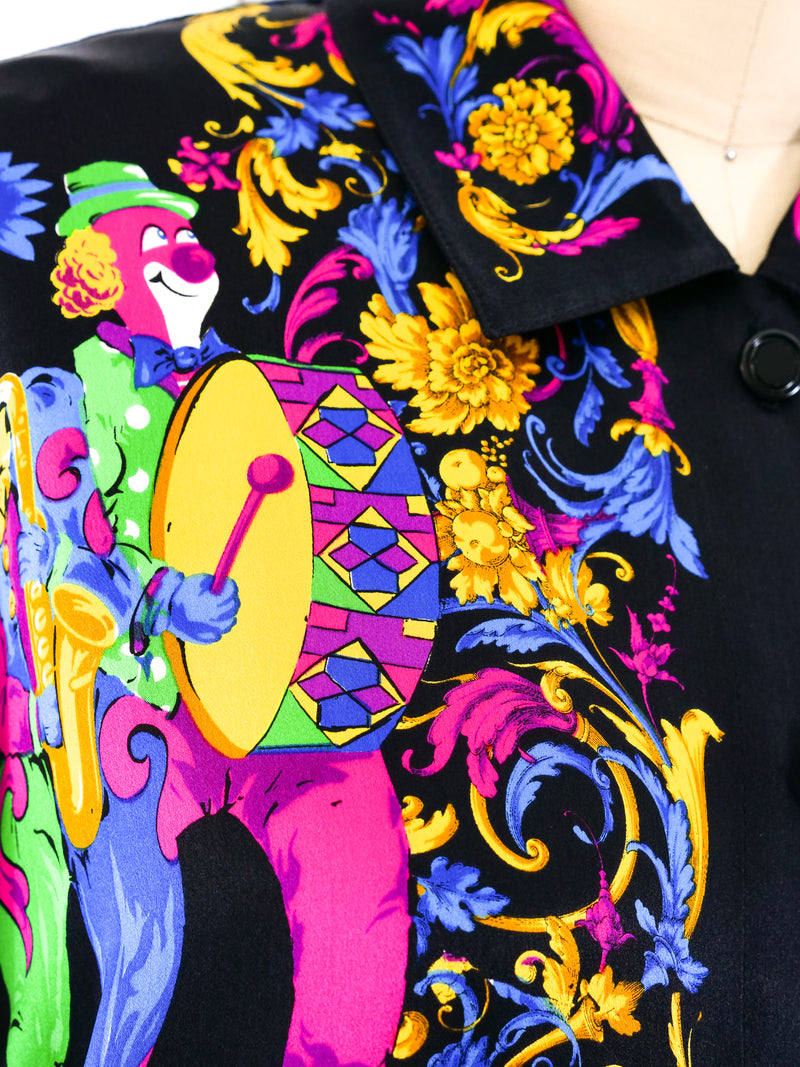 Escada Clown Printed Silk Necktie Blouse Top arcadeshops.com