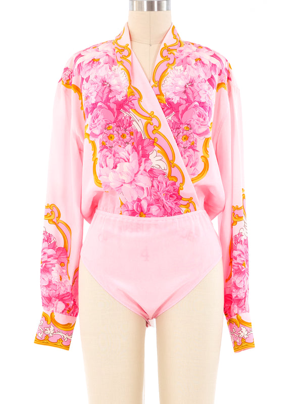 Escada Floral Printed Silk Bodysuit Suit arcadeshops.com