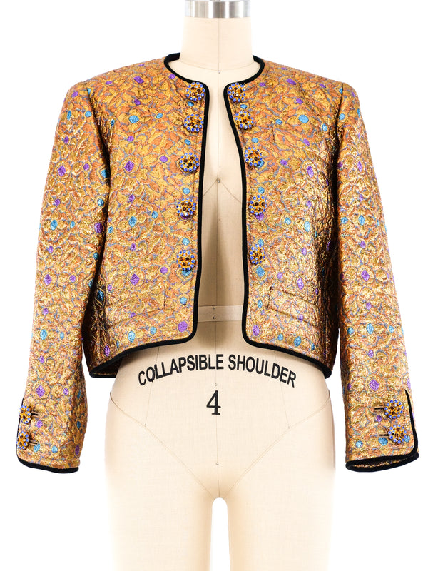 Yves Saint Laurent Metallic Brocade Cropped Jacket Jacket arcadeshops.com