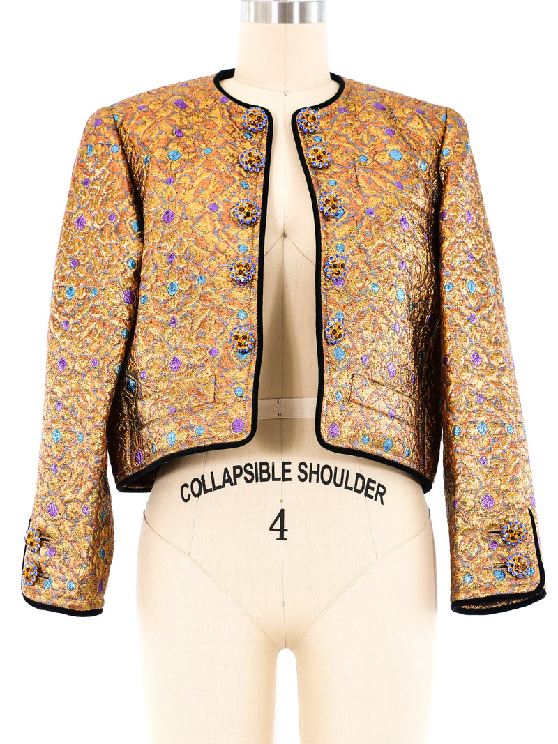 Yves Saint Laurent Metallic Brocade Cropped Jacket Jacket arcadeshops.com