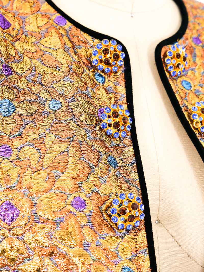 Yves Saint Laurent Metallic Brocade Cropped Jacket Jacket arcadeshops.com