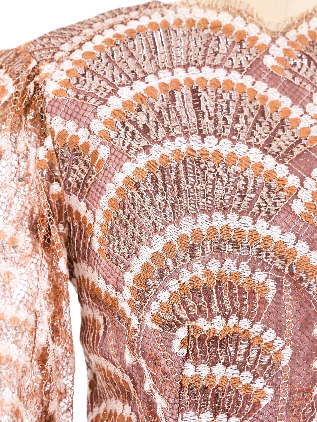Metallic Copper Lace Maxi Dress