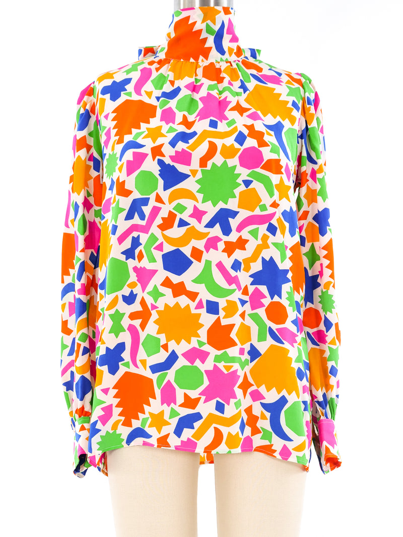 Yves Saint Laurent Matisse Inspired Silk Blouse Top arcadeshops.com