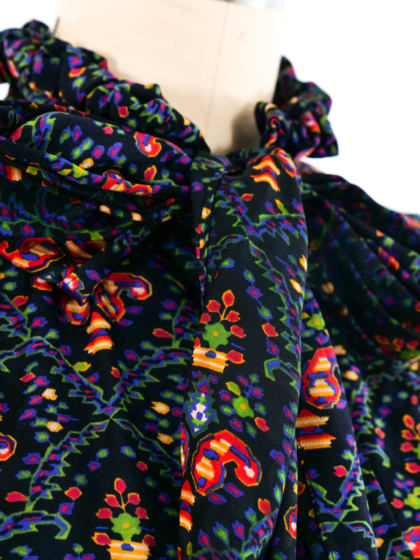 Oscar de la Renta Floral Paisley Printed Silk Dress Dress arcadeshops.com