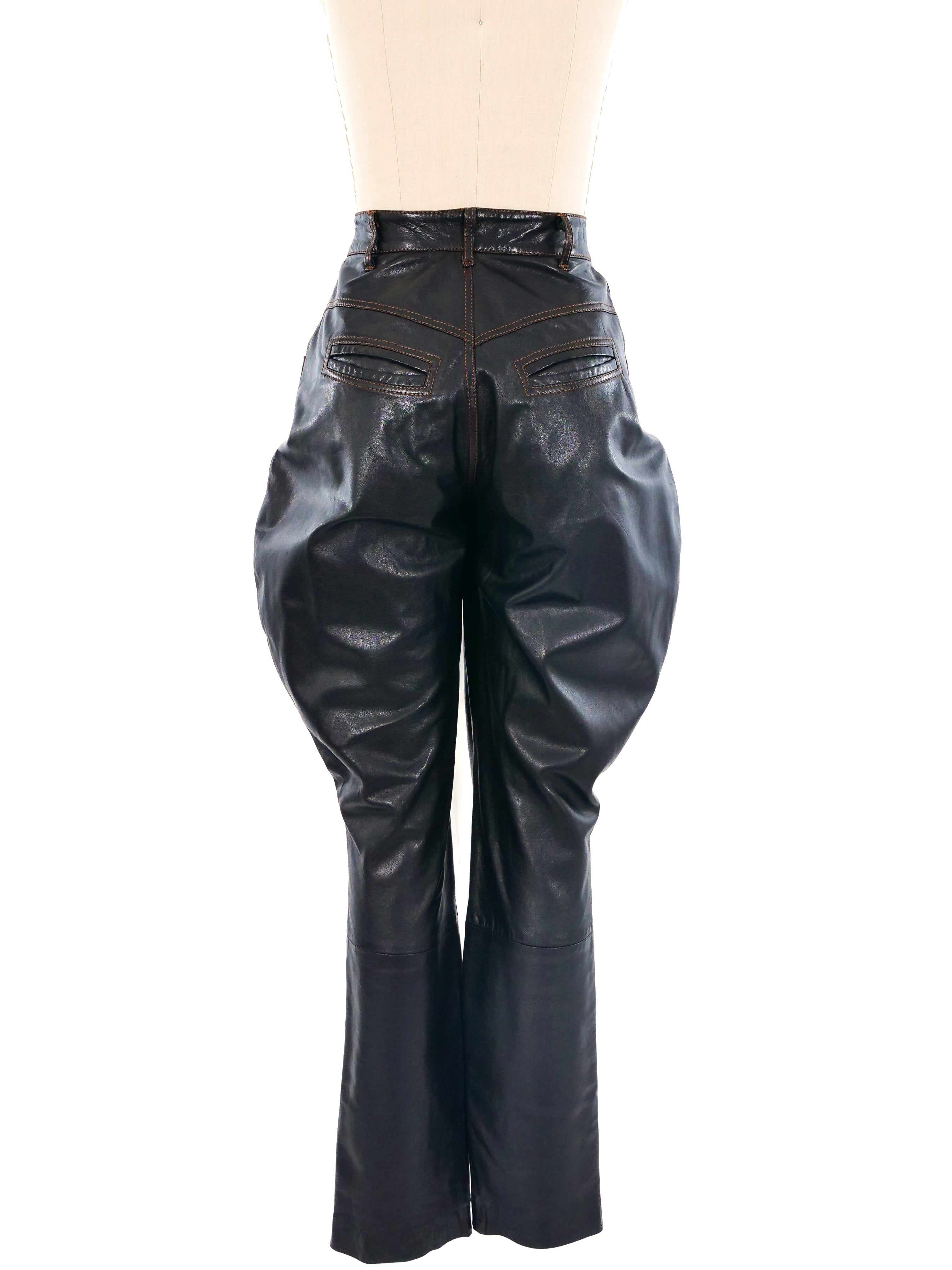 Norma Kamali Black Leather Jodhpurs