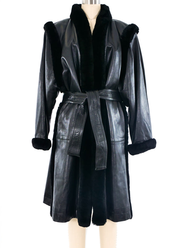 Yves Saint Laurent Shearling Leather Coat Outerwear arcadeshops.com