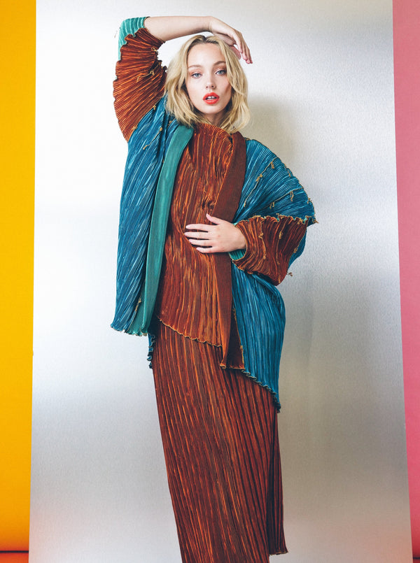 Pleated Structural Jacket and Skirt Ensemble Suit arcadeshops.com