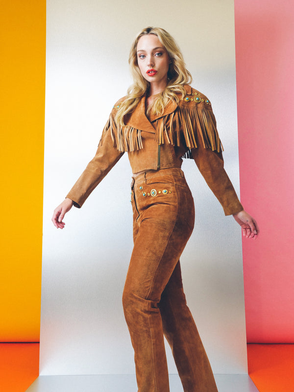 Lillie Rubin Fringed Suede Ensemble Suit arcadeshops.com