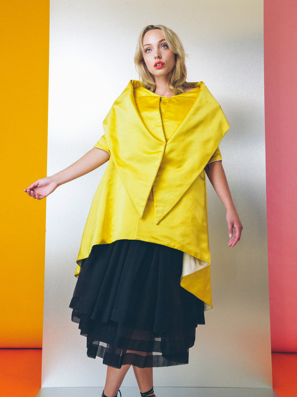 Gold Satin Opera Coat Jacket arcadeshops.com