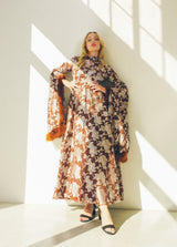 Marabou Feather Trimmed Brocade Gown Dress arcadeshops.com