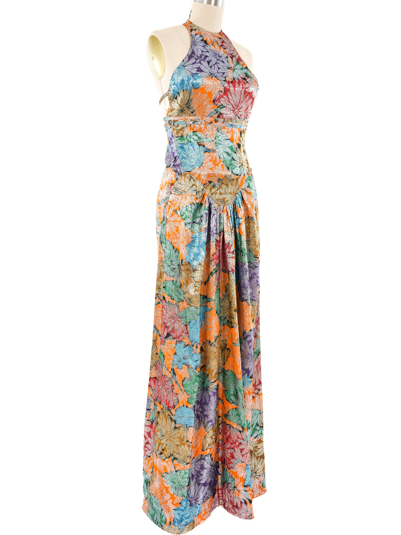 Geoffrey Beene Metallic Floral Halter Dress Dress arcadeshops.com