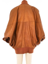 Fendi Cognac Leather Bomber Jacket Jacket arcadeshops.com