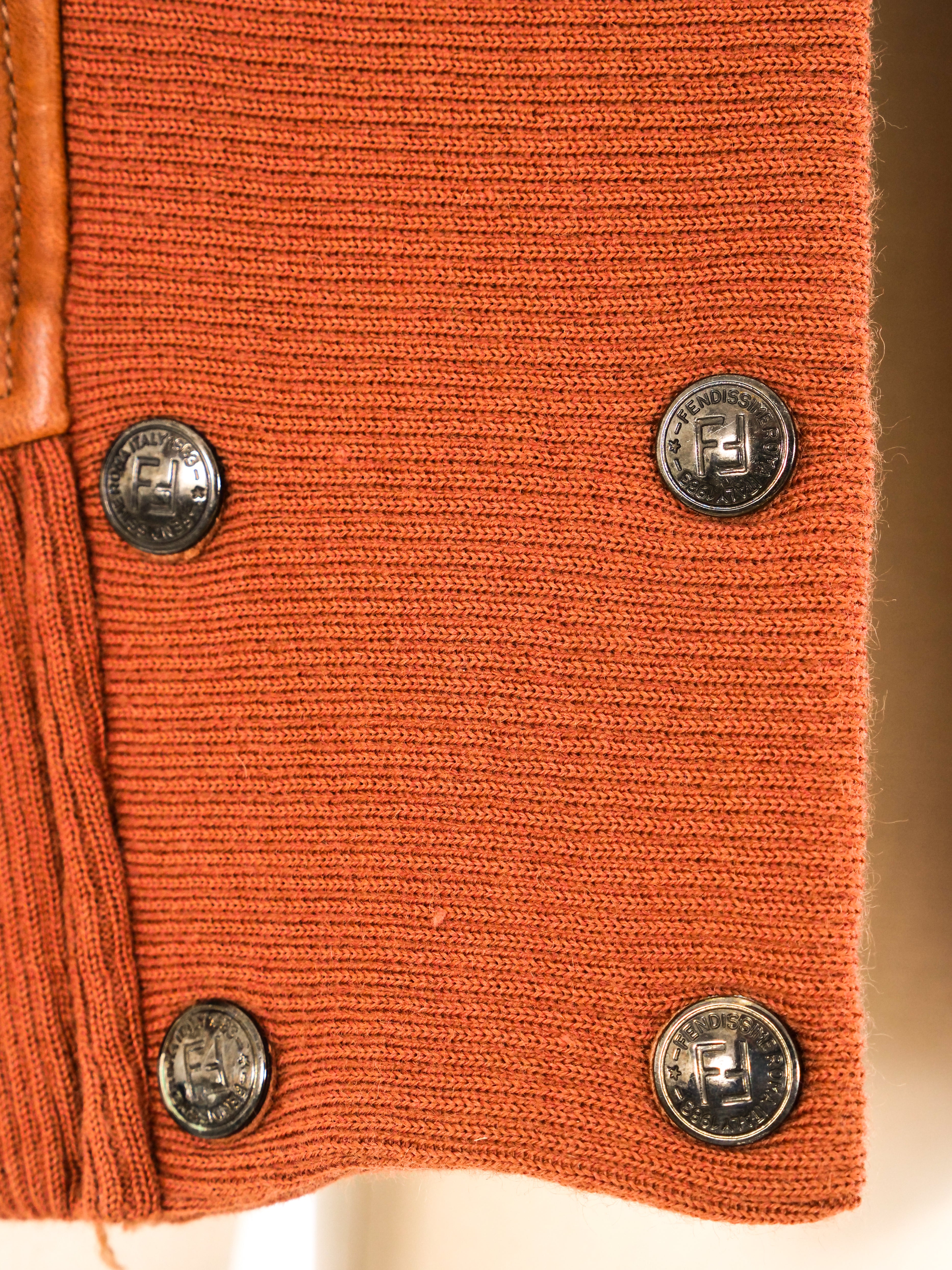 Fendi Cognac Leather Bomber Jacket