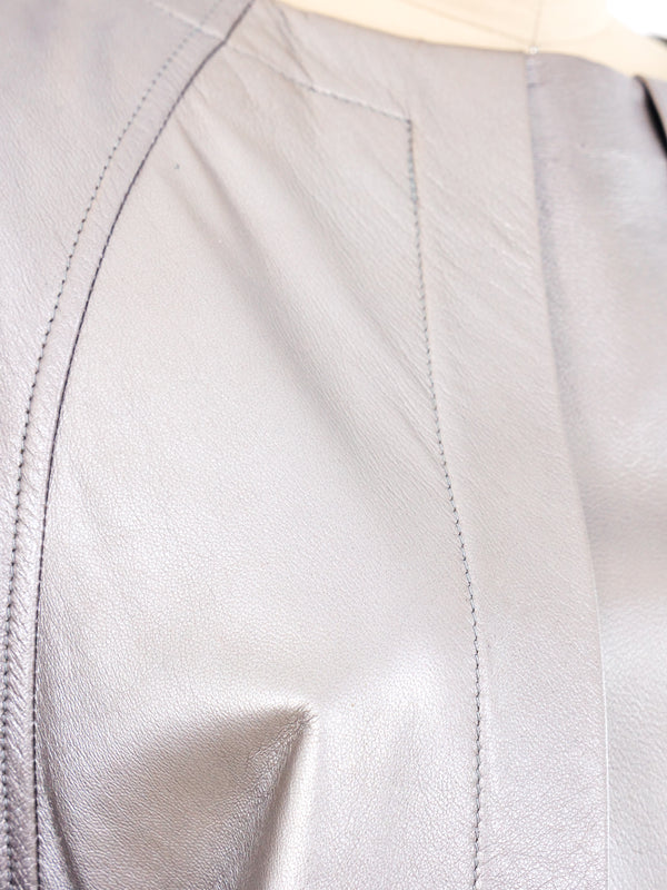 Metallic Silver Leather Maxi Dress Dress arcadeshops.com