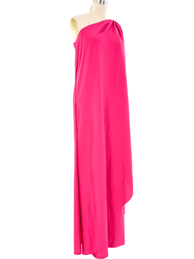 Halston IV Fuchsia One Shoulder Jersey Dress Dress arcadeshops.com