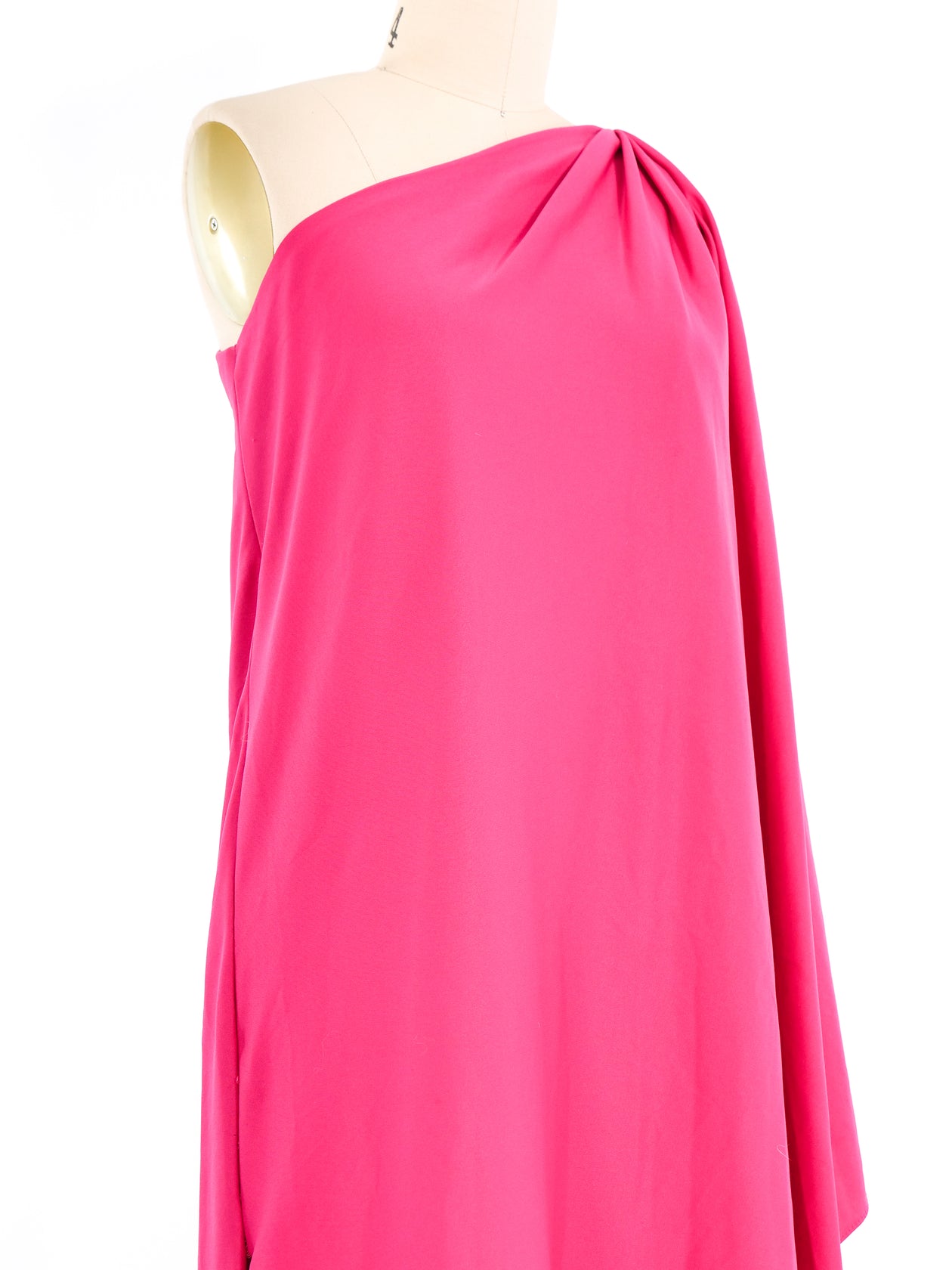 Halston IV Fuchsia One Shoulder Jersey Dress