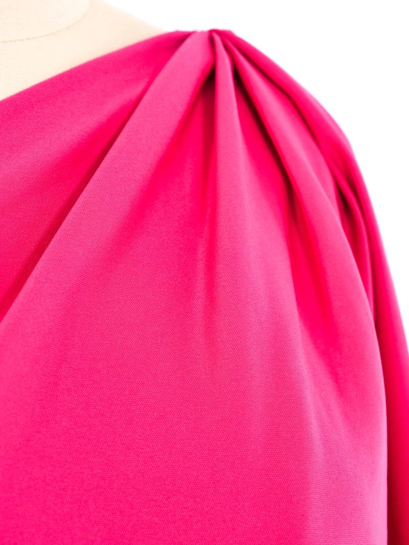 Halston IV Fuchsia One Shoulder Jersey Dress Dress arcadeshops.com