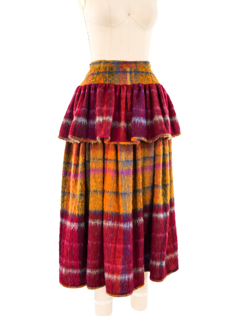 Valentino Plaid Mohair Wool Ruffled Skirt Bottom arcadeshops.com