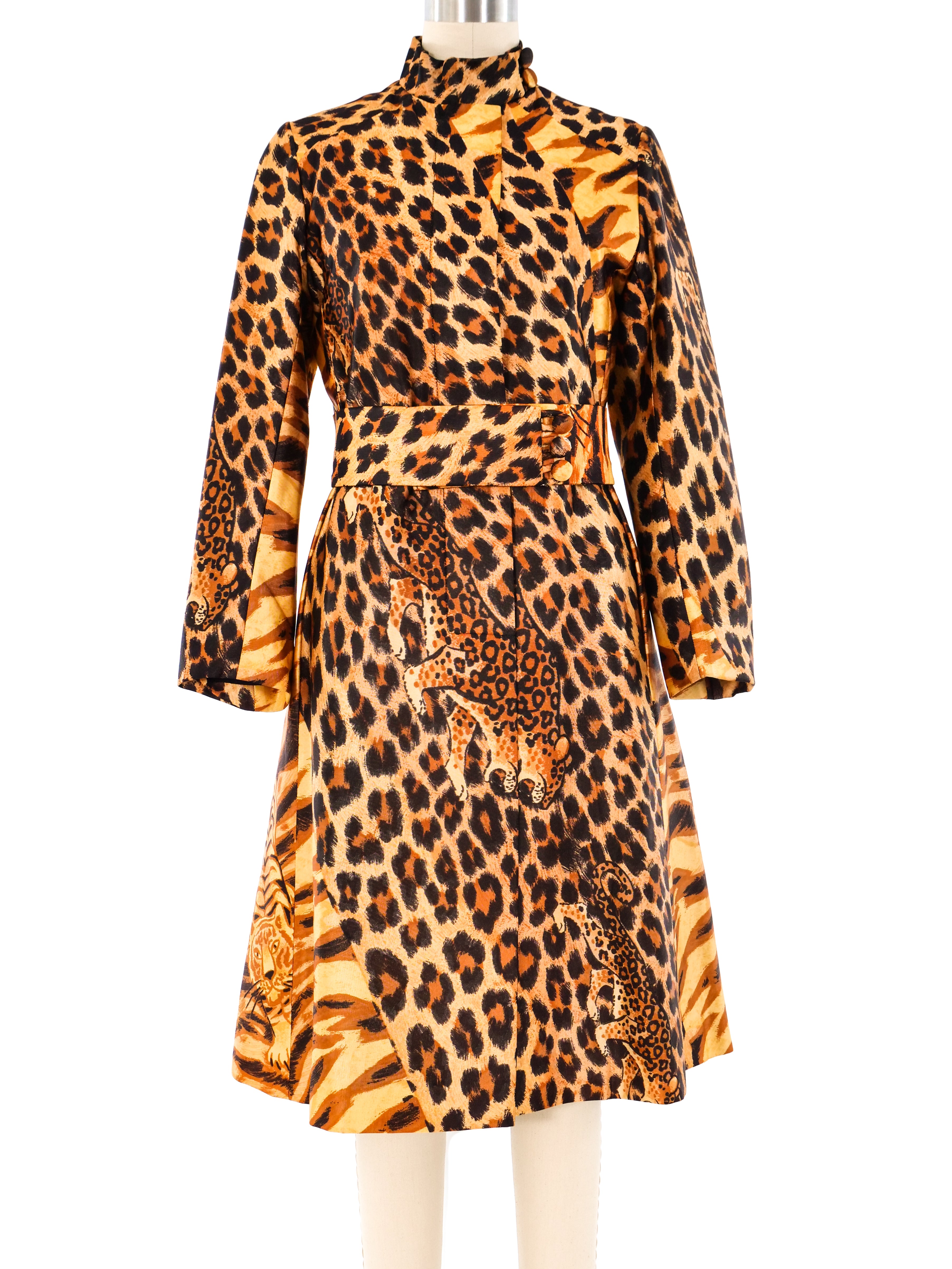 Mixed Animal Print Trench Coat