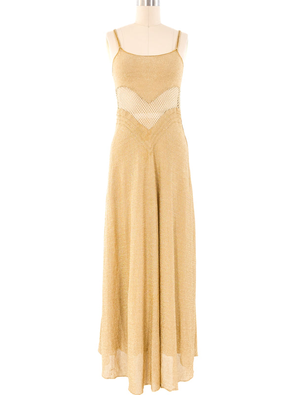 Metallic Gold Knit Tank Dress Dress arcadeshops.com