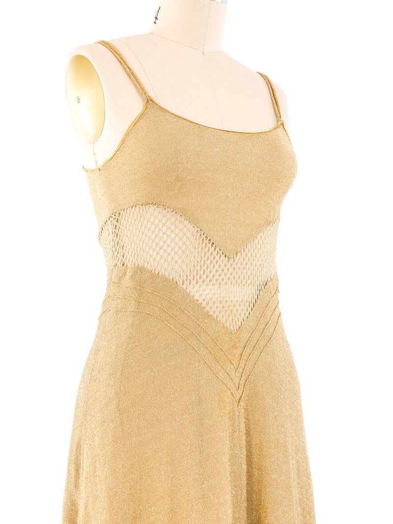 Metallic Gold Knit Tank Dress Dress arcadeshops.com