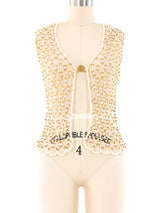 Faux Pearl Beaded Cage Vest Jacket arcadeshops.com