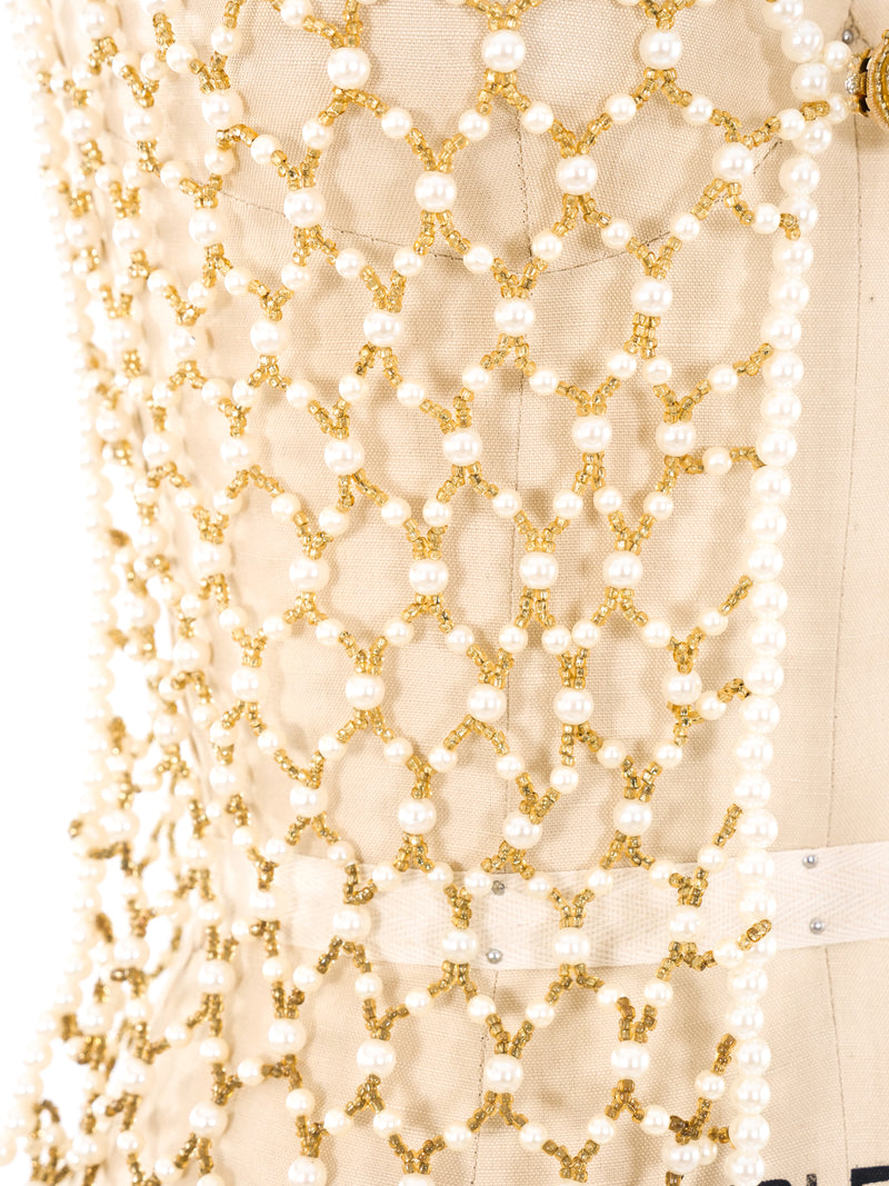 Faux Pearl Beaded Cage Vest Jacket arcadeshops.com
