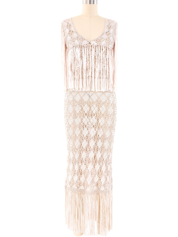 Fringed Ribbon Crochet Dress Dress arcadeshops.com