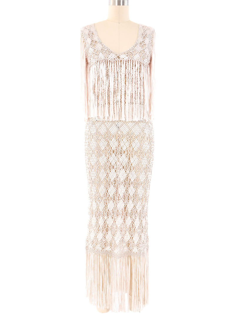 Fringed Ribbon Crochet Dress Dress arcadeshops.com