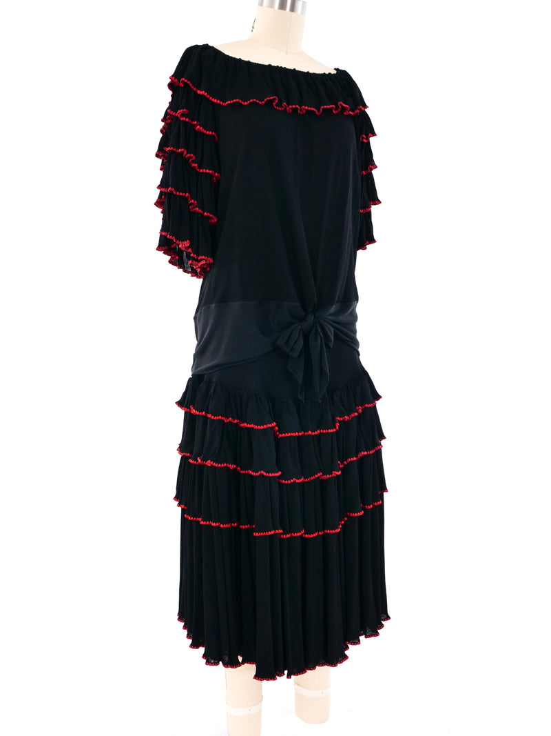 Black Tiered Ruffle Jersey Ensemble Suit arcadeshops.com