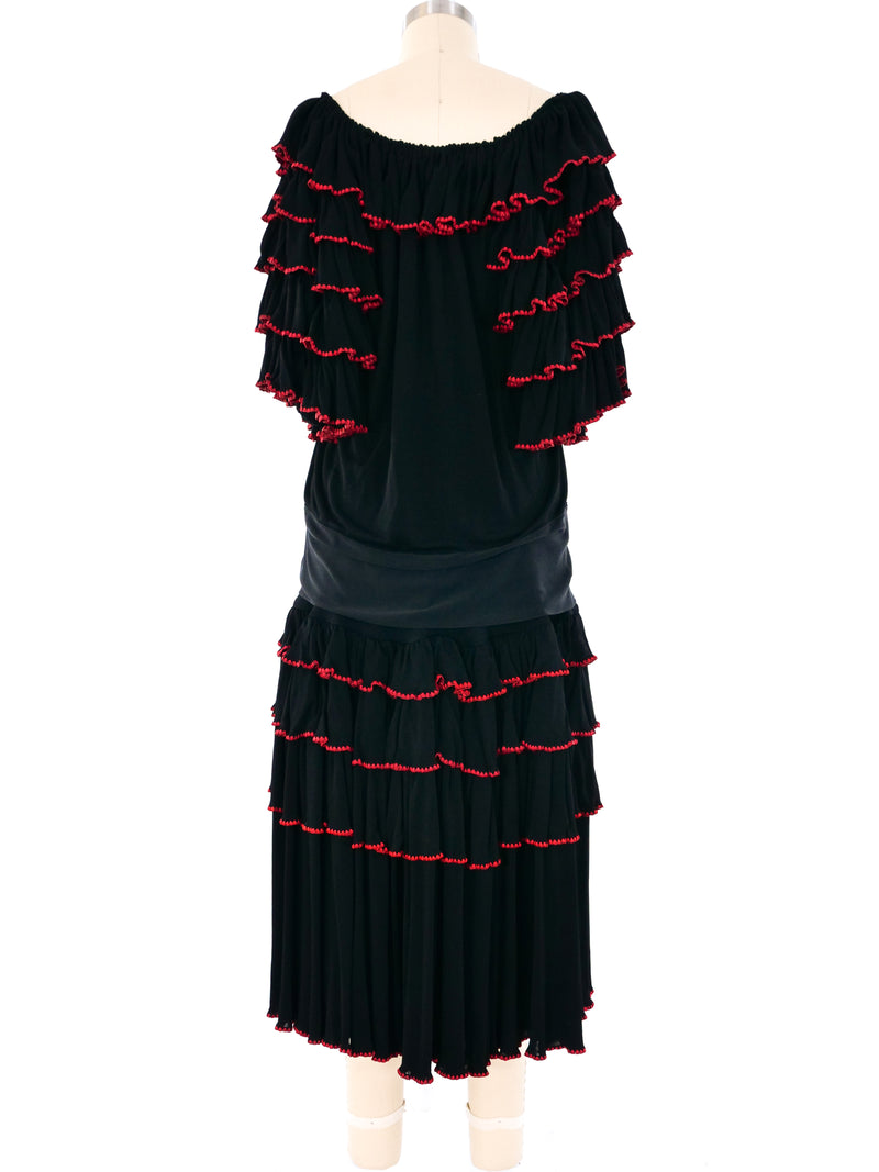 Black Tiered Ruffle Jersey Ensemble Suit arcadeshops.com